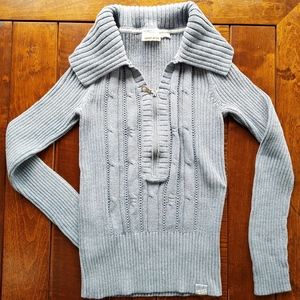 DKNY Blue-Gray Zip-up Sweater
